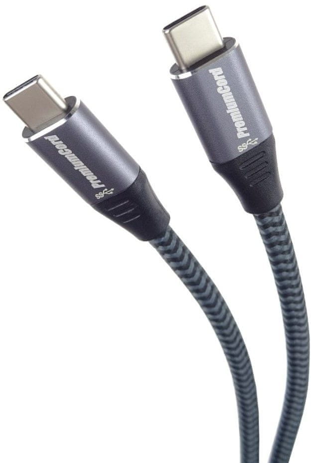 PremiumCord Kábel USB 3.2 Gen 1 USB-C male - USB-C male, bavlnený oplet, 0,5m, ku31ct05